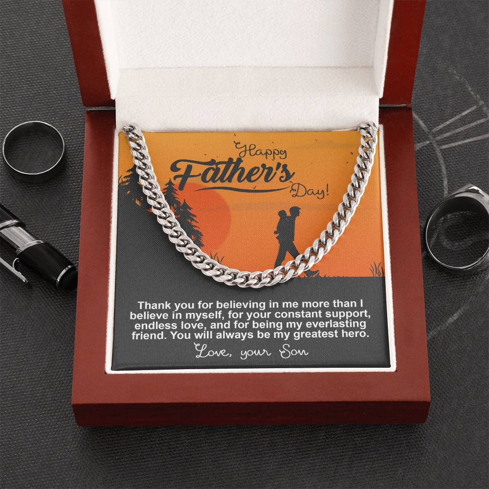 Dad-My Greatest Hero Exquisite Cuban Link Chain | Ideal Father's Day Gift