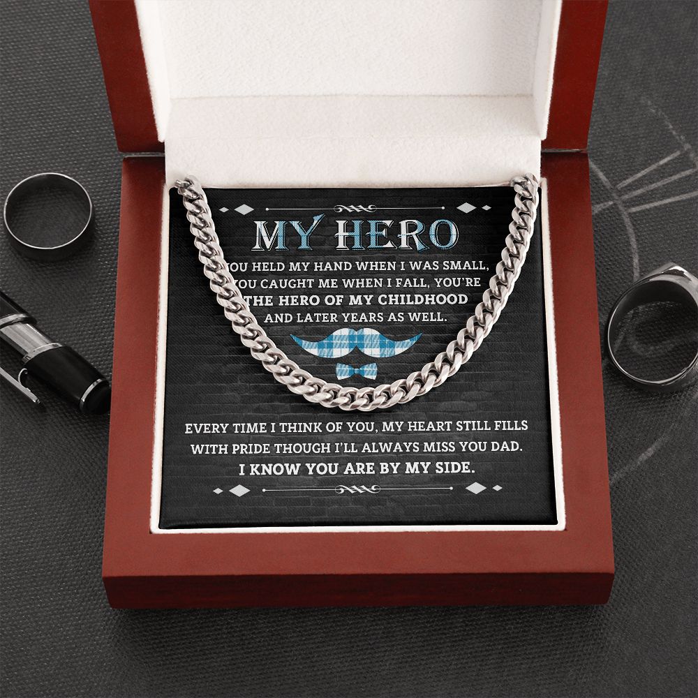 Forever My Hero: Cuban Necklace - A Father's Day Gift with a Heartfelt Message Card