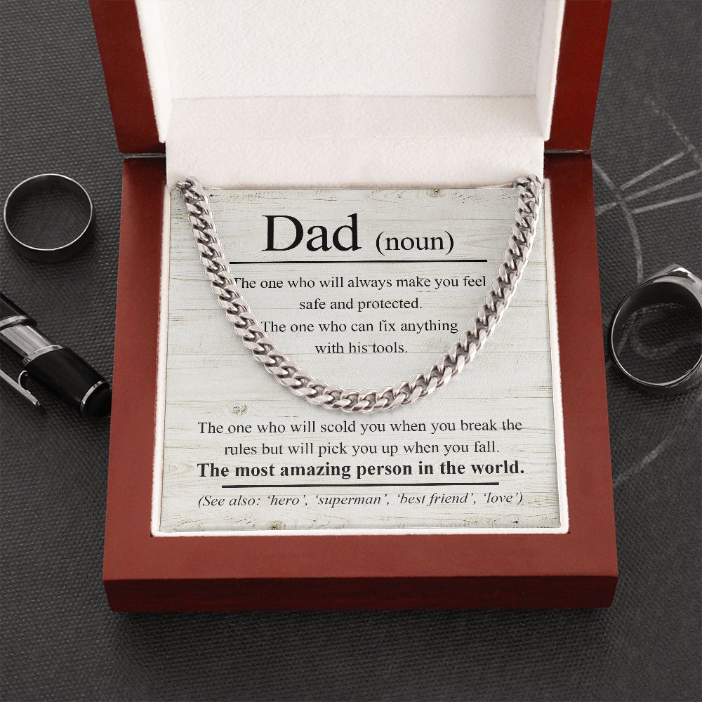Cuban Necklace for Dad: The Protector, The Fixer, The Most Amazing Person in the World