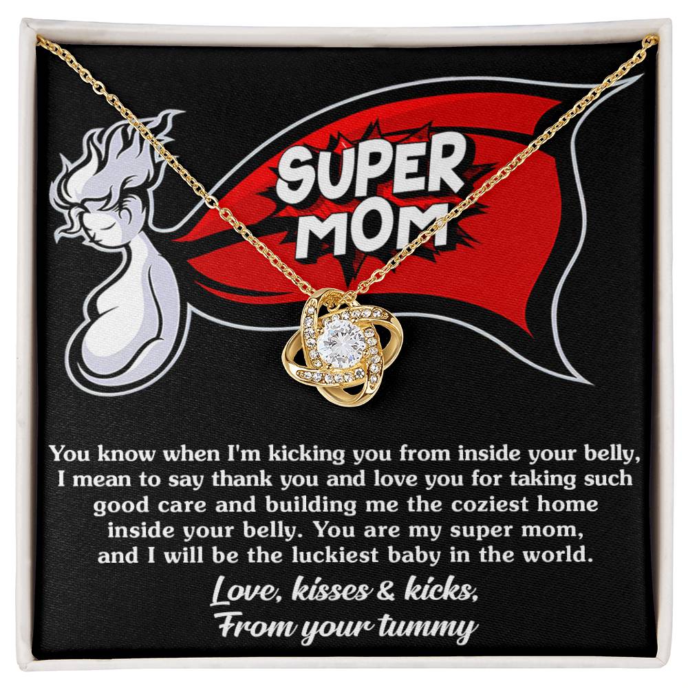 Mama-To-Be-My Super Mom Love Knot Necklace