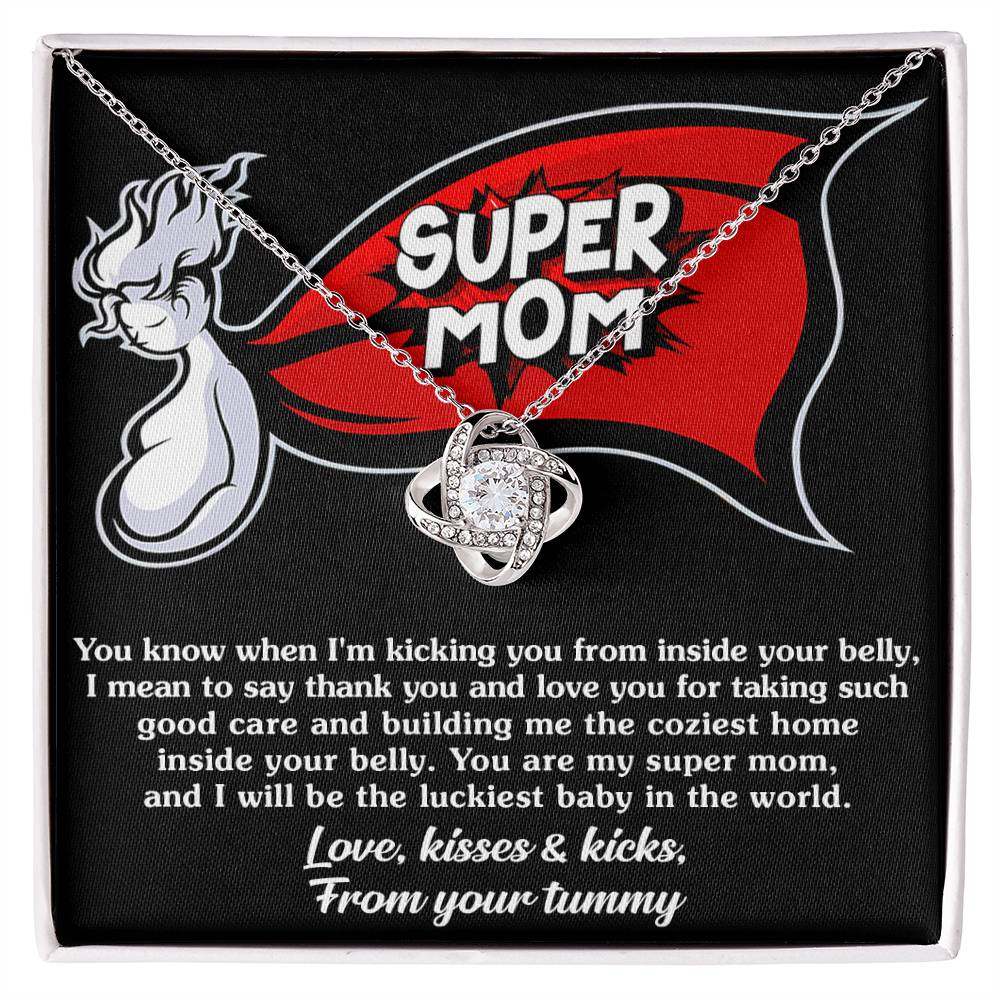 Mama-To-Be-My Super Mom Love Knot Necklace