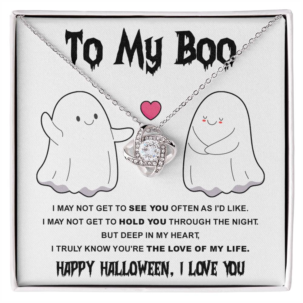 To My Boo-Love Of Life - Halloween Love Knot Necklace | Spooky Romance Accessory