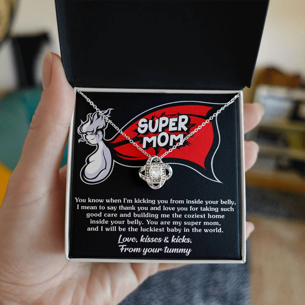 Mama-To-Be-My Super Mom Love Knot Necklace