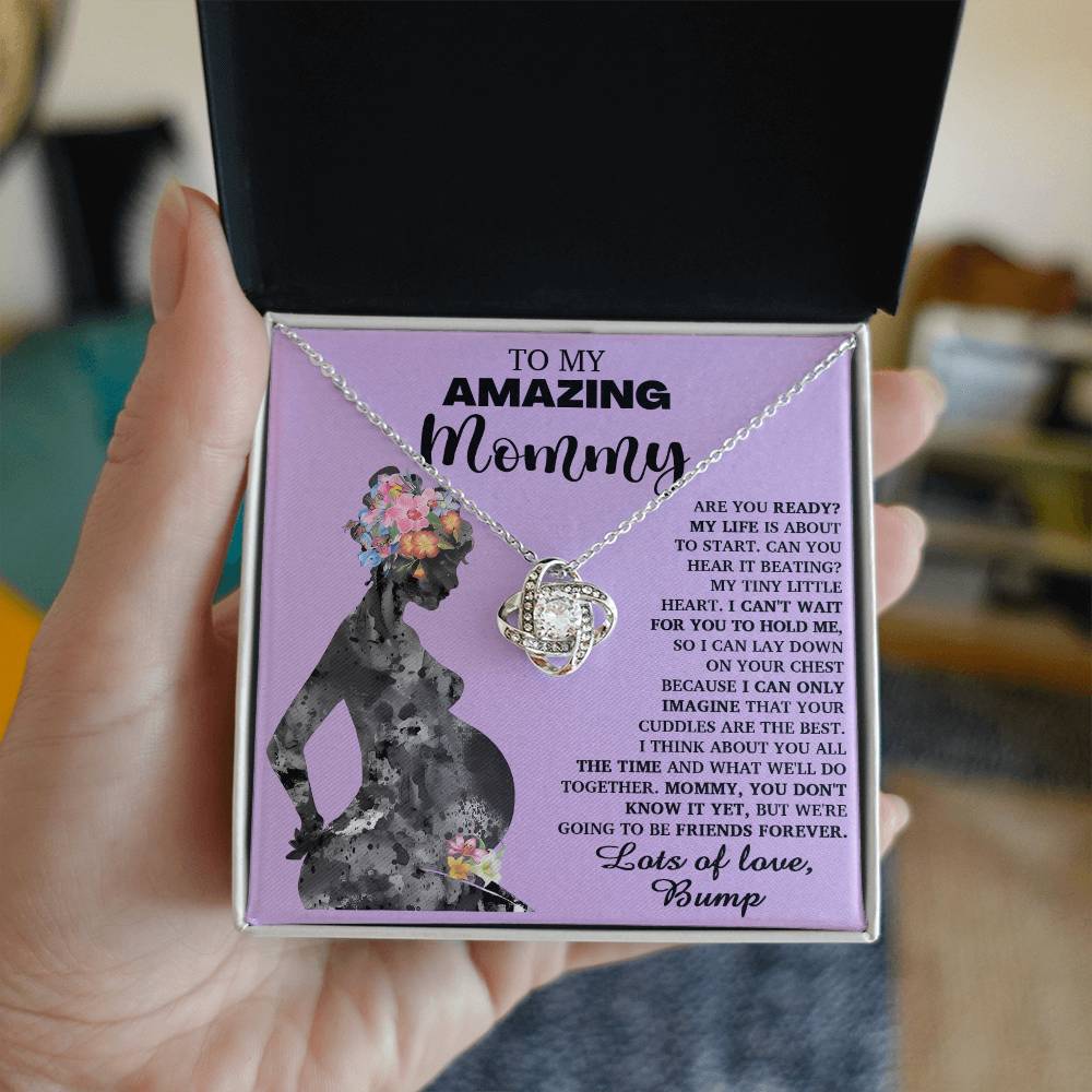 Mom To Be-Tiny Little Heart Love Knot Necklace
