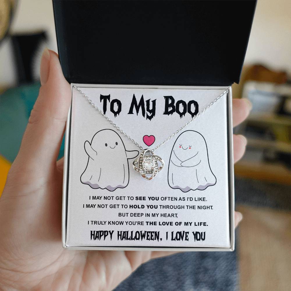 To My Boo-Love Of Life - Halloween Love Knot Necklace | Spooky Romance Accessory