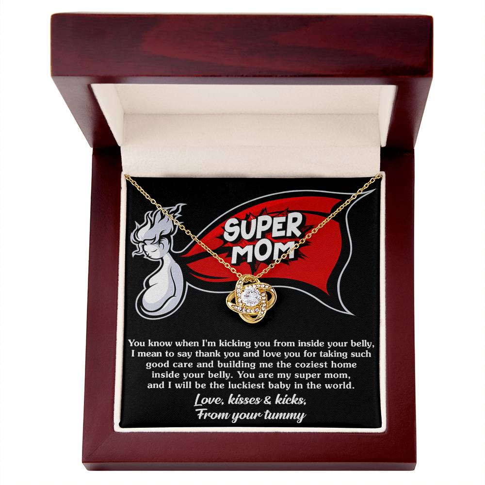 Mama-To-Be-My Super Mom Love Knot Necklace