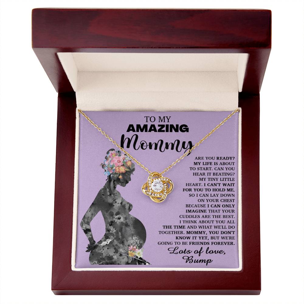 Mom To Be-Tiny Little Heart Love Knot Necklace