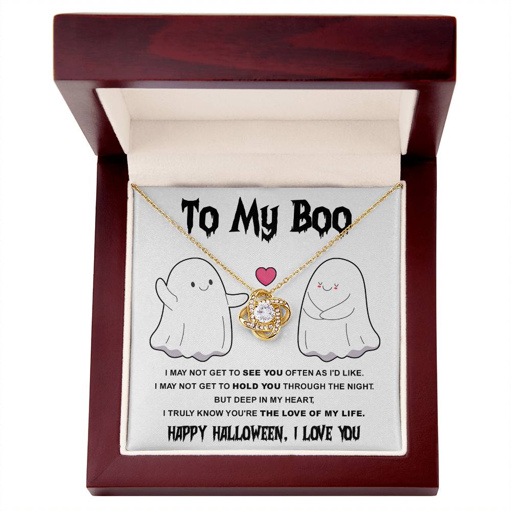 To My Boo-Love Of Life - Halloween Love Knot Necklace | Spooky Romance Accessory