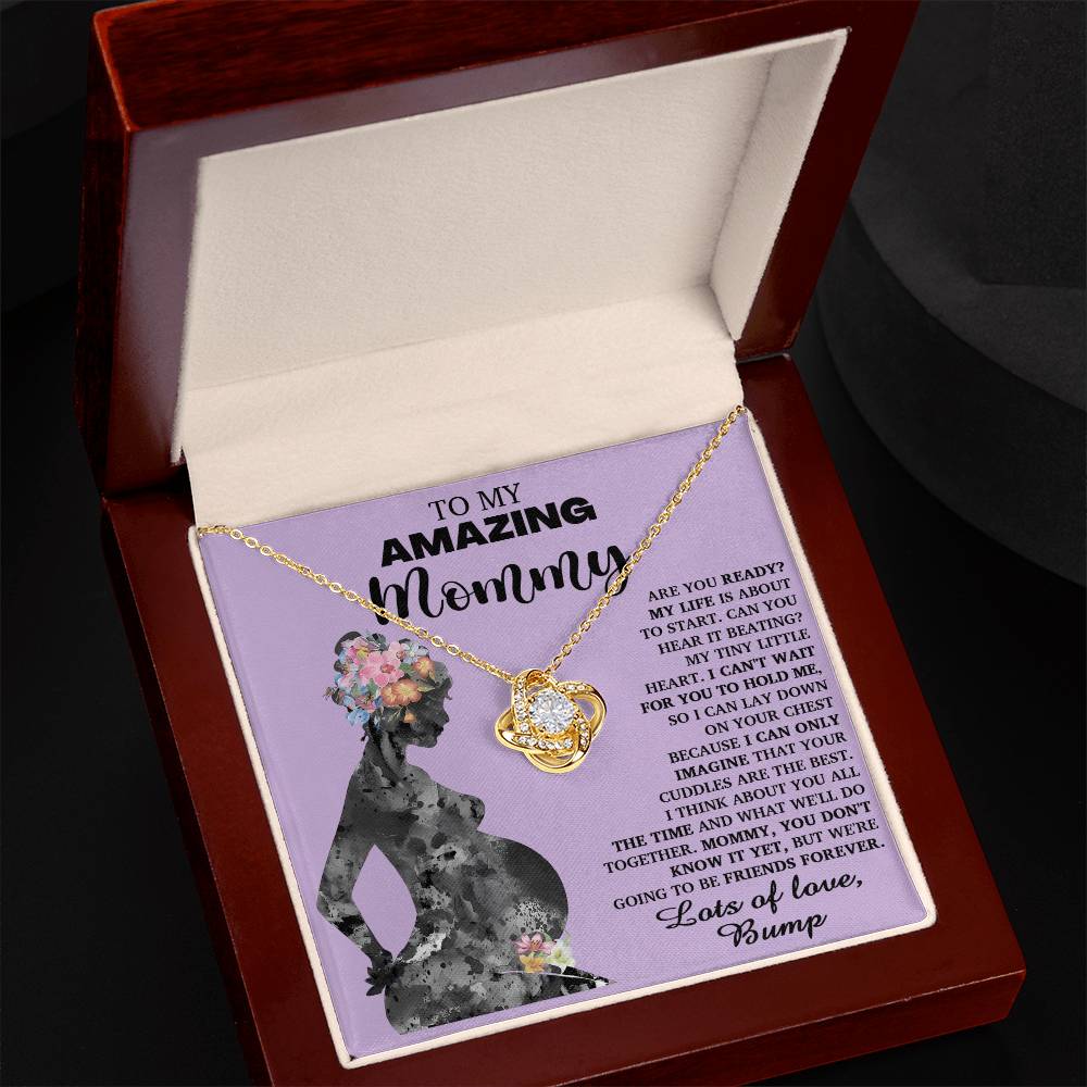 Mom To Be-Tiny Little Heart Love Knot Necklace