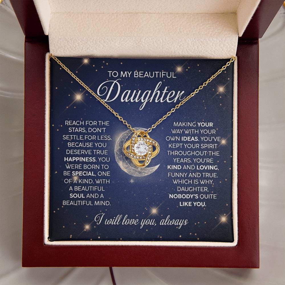 Love Knot Necklace to Beautiful Daughter - Reach for the Stars | Meaningful Gift for Her