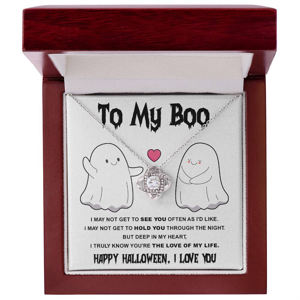 To My Boo-Love Of Life - Halloween Love Knot Necklace | Spooky Romance Accessory