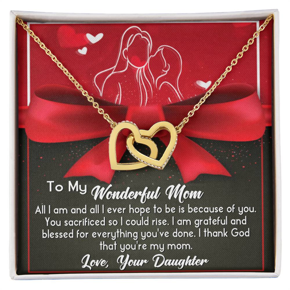Mom-Because Of You Interlocking Heart Necklace