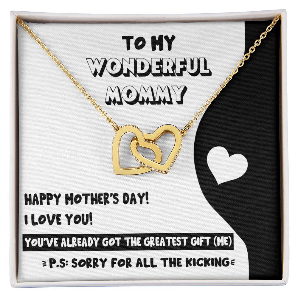 Mom To Be-The Greatest Gift Interlocking Heart Necklace