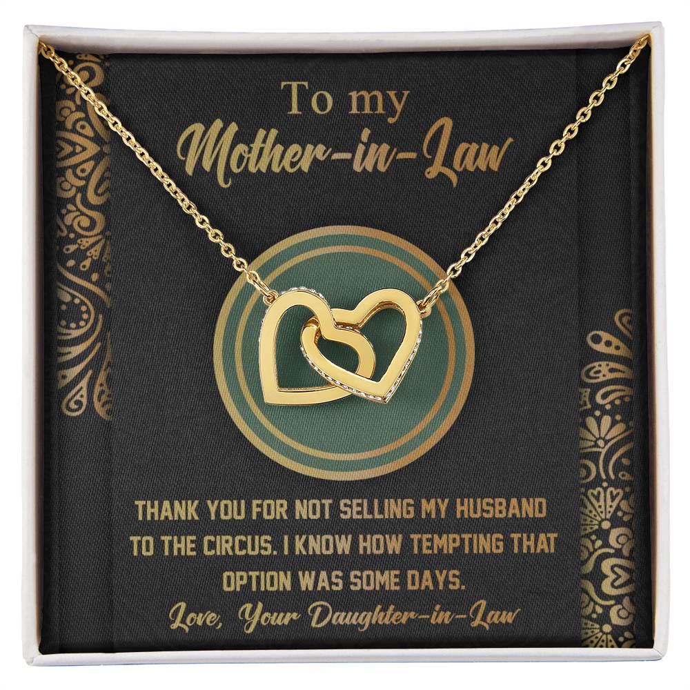 Mother-In-Law-Thank You Interlocking Heart Necklace