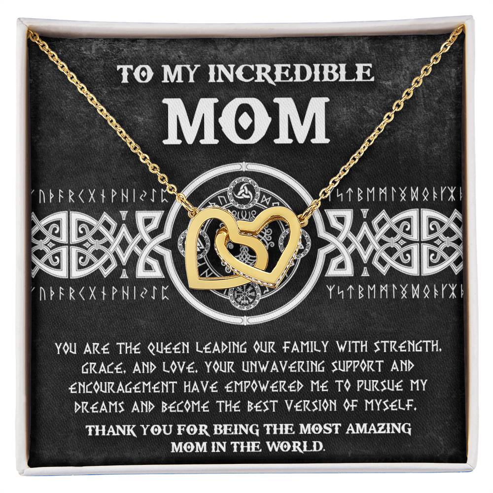 Mom-The Queen 2 Interlocking Heart Necklace
