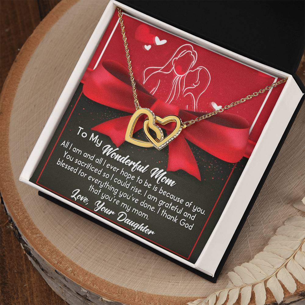 Mom-Because Of You Interlocking Heart Necklace