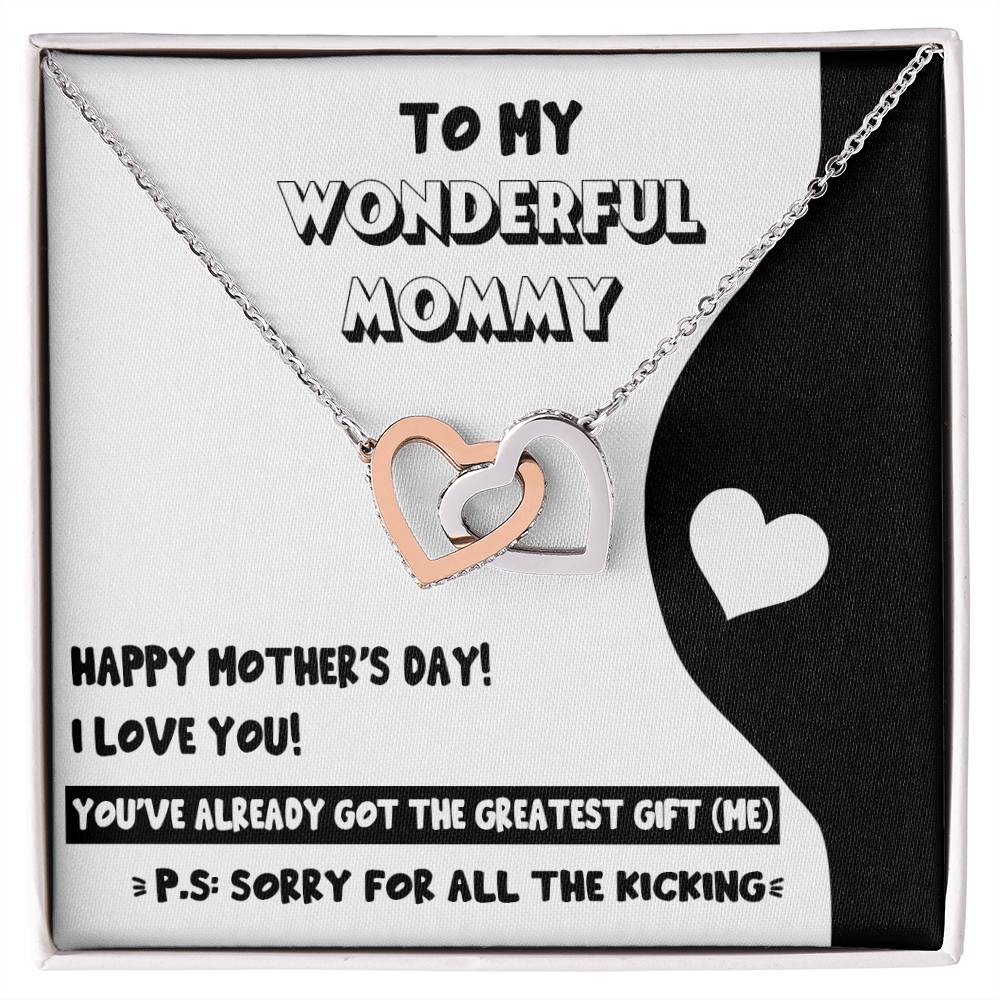 Mom To Be-The Greatest Gift Interlocking Heart Necklace