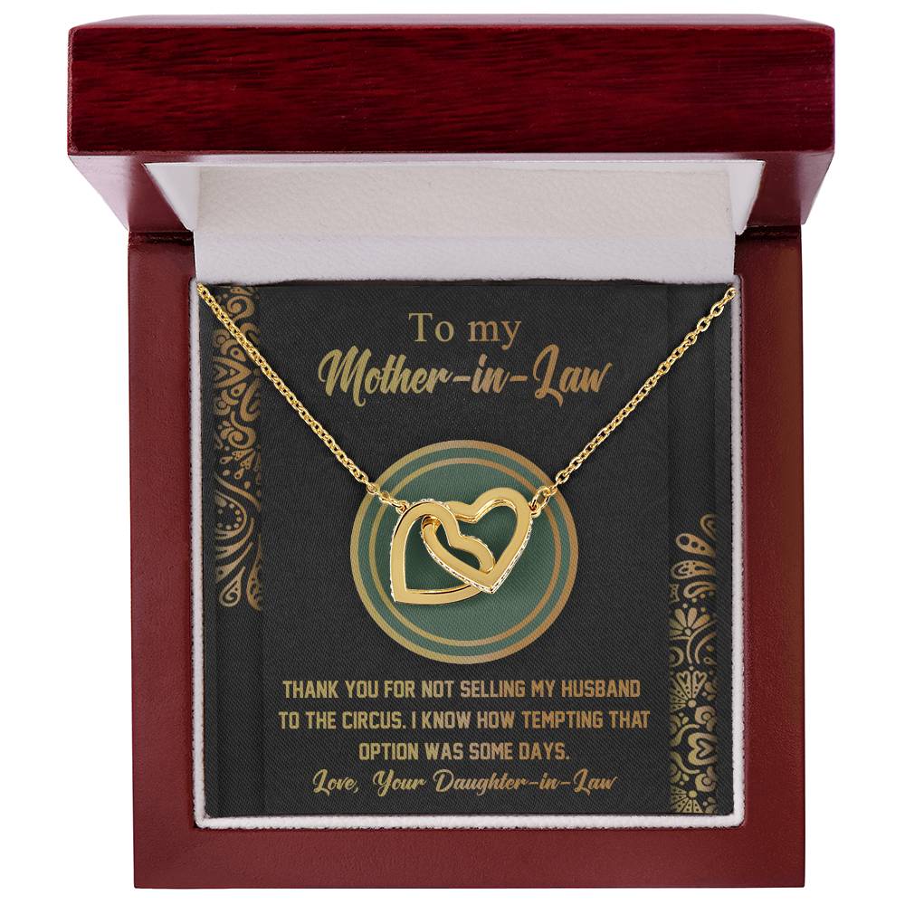 Mother-In-Law-Thank You Interlocking Heart Necklace