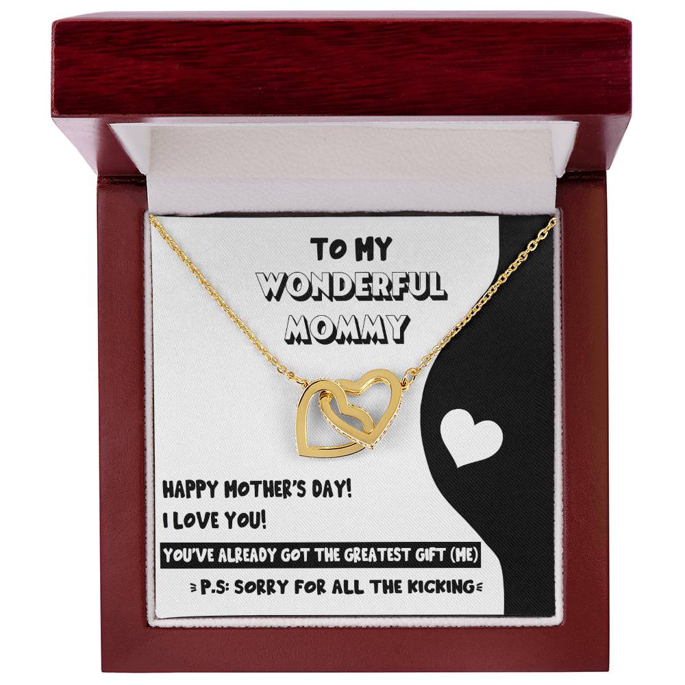 Mom To Be-The Greatest Gift Interlocking Heart Necklace
