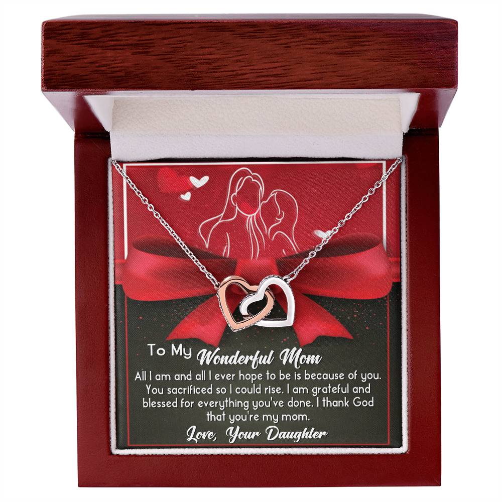 Mom-Because Of You Interlocking Heart Necklace