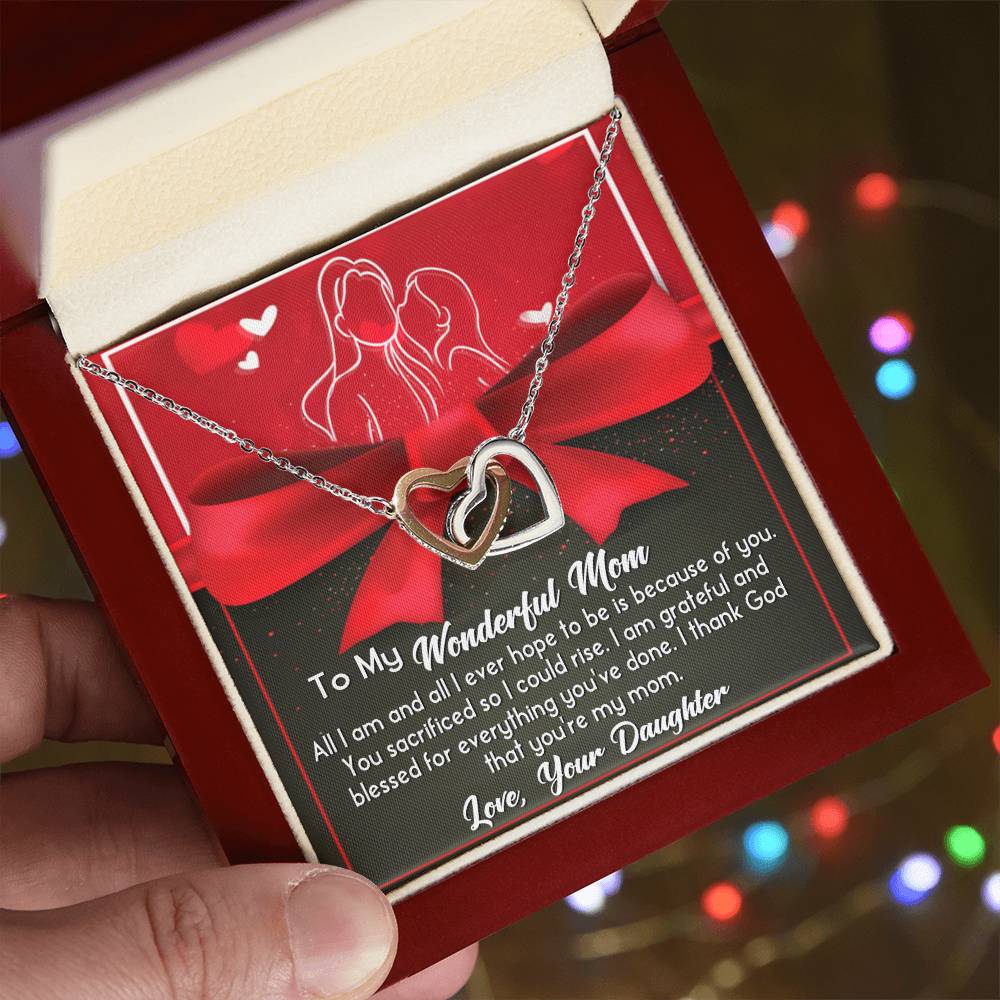 Mom-Because Of You Interlocking Heart Necklace