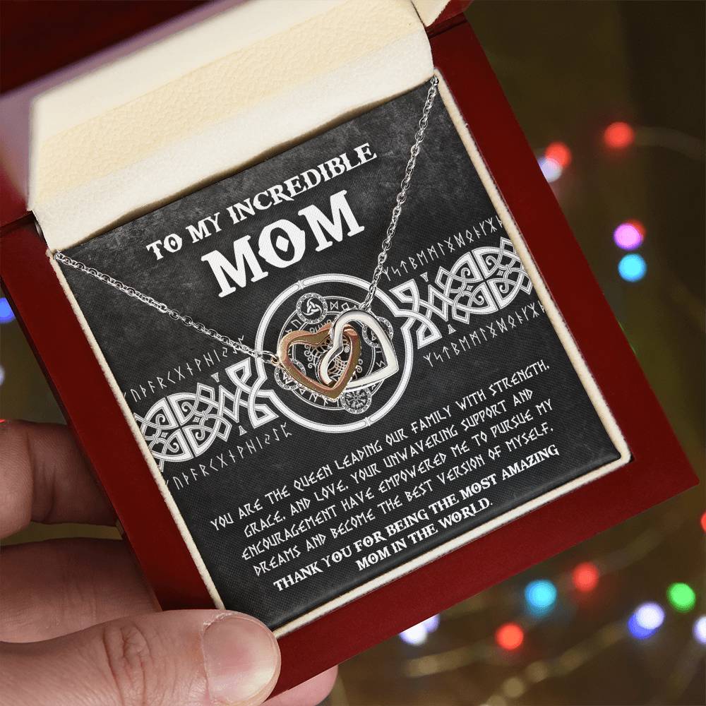 Mom-The Queen 2 Interlocking Heart Necklace