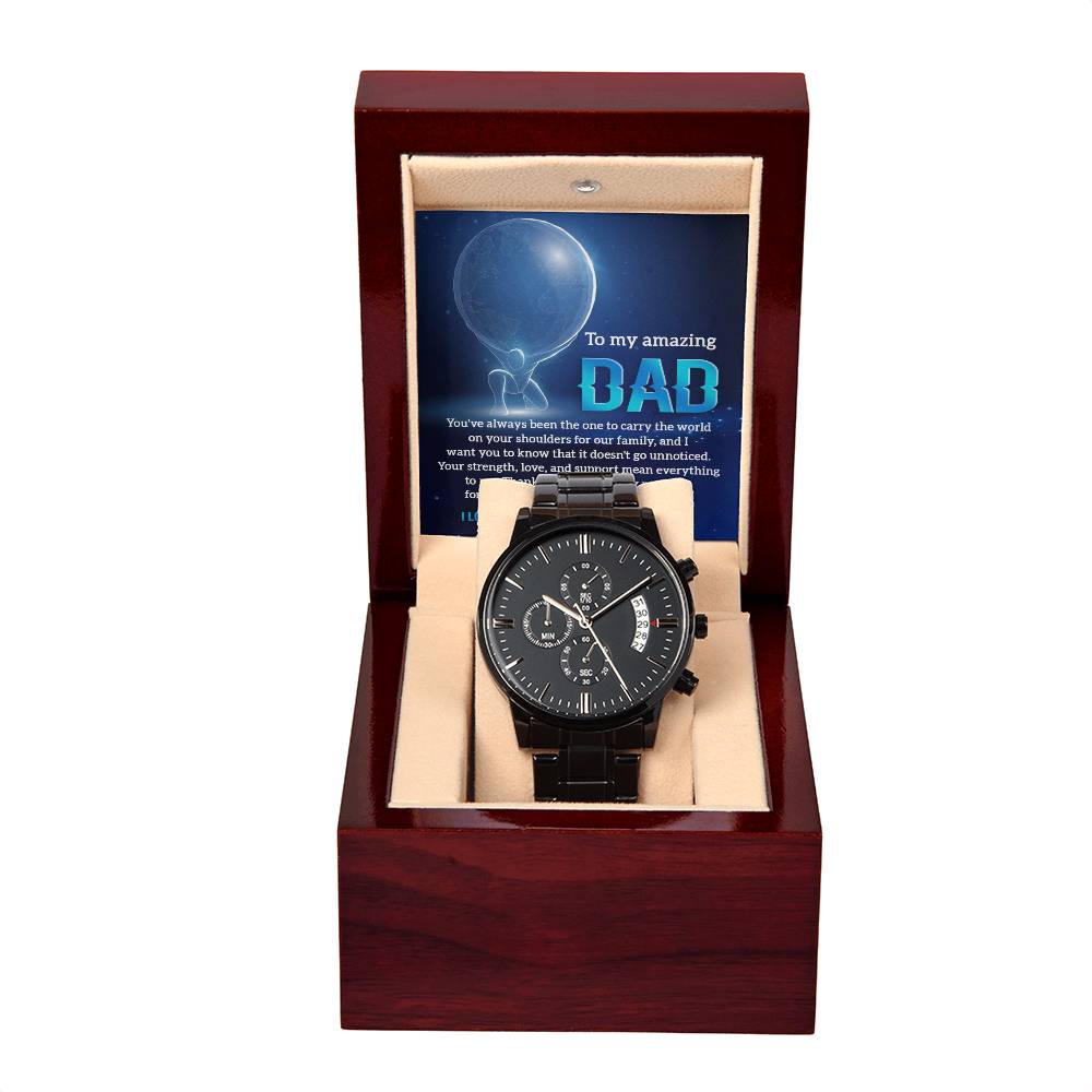 Dad-Carry The World-Metal Chronograph Watch Stylish Chronograph Watch | Perfect Father's Day Gift