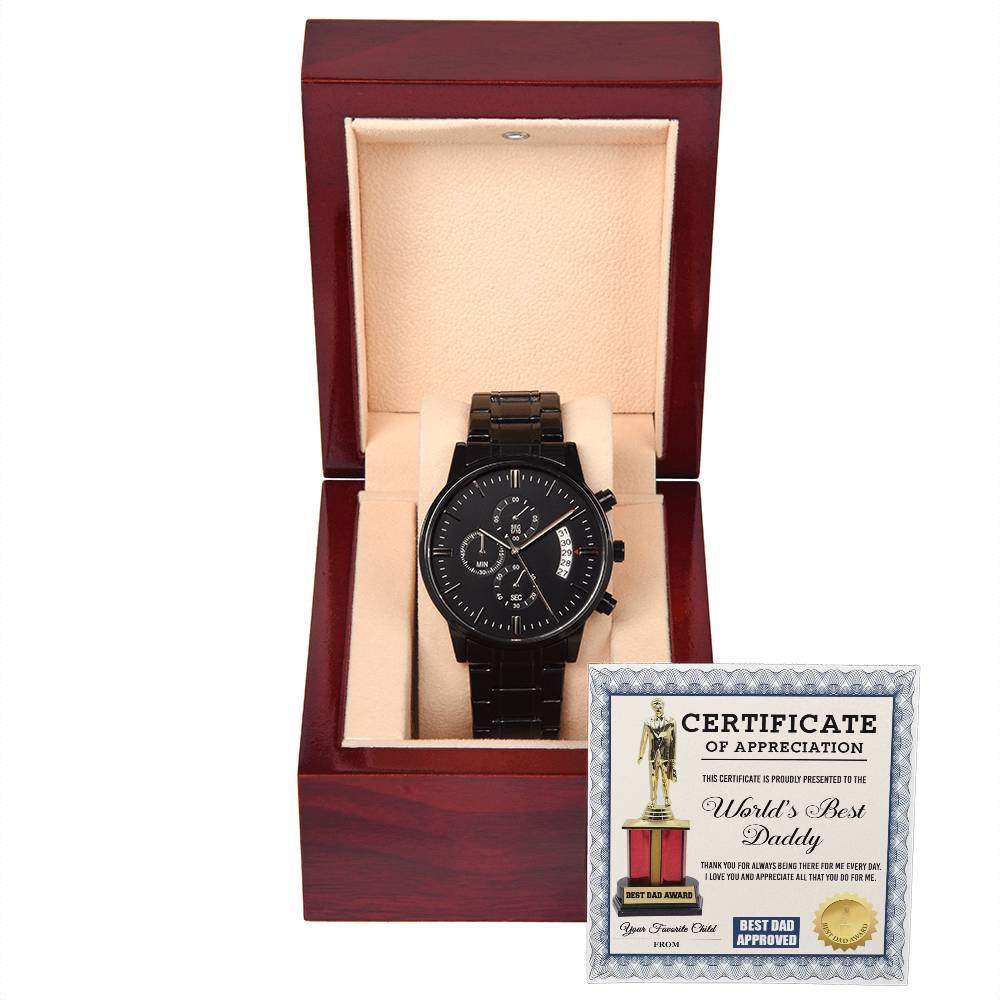 Dad-World_s Best Daddy-Metal Chronograph Watch Stylish Chronograph Watch | Perfect Father's Day Gift