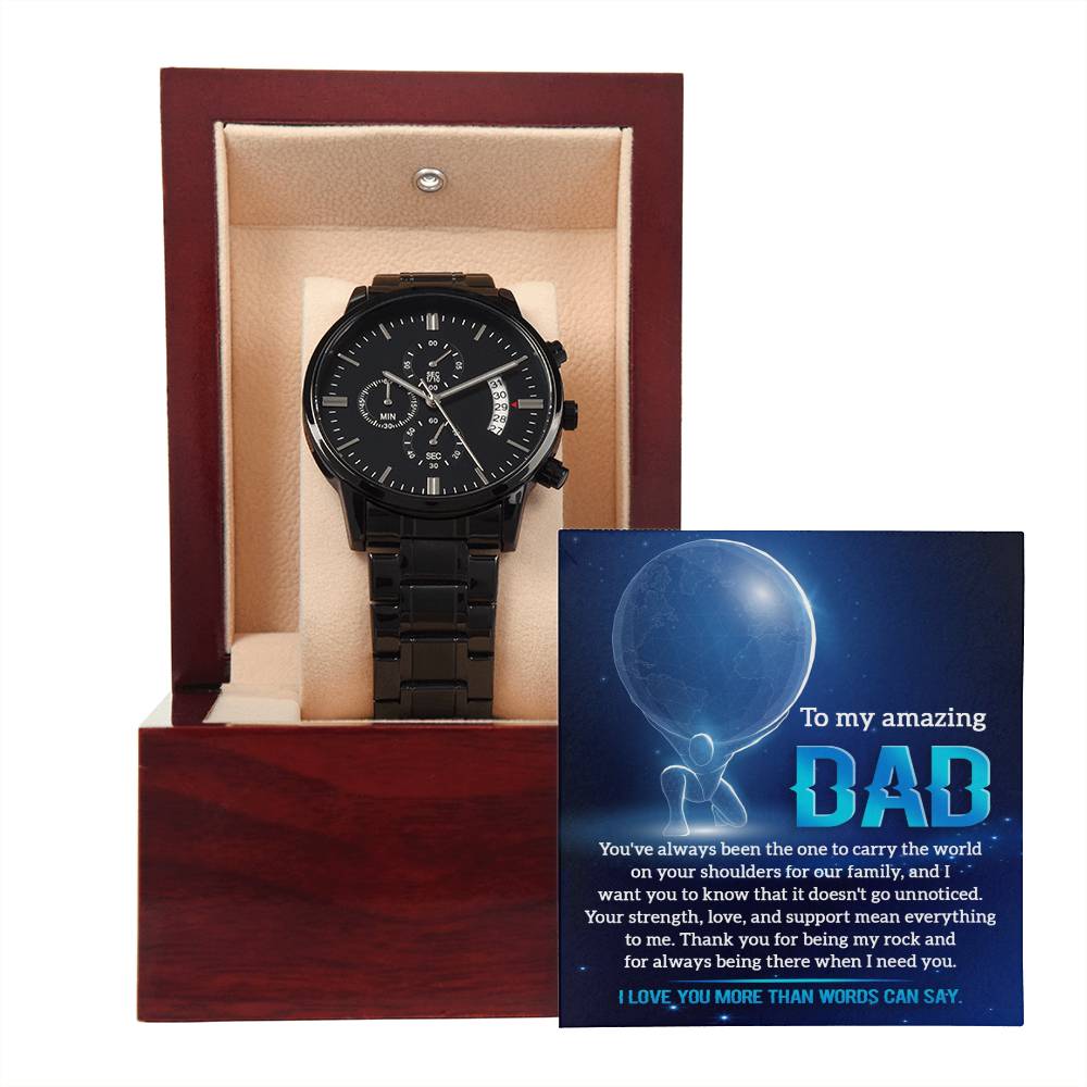 Dad-Carry The World-Metal Chronograph Watch Stylish Chronograph Watch | Perfect Father's Day Gift