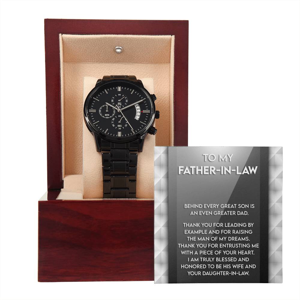 Father-in-Law-Of Your Heart-Metal Chronograph Watch Stylish Chronograph Watch | Perfect Father's Day Gift