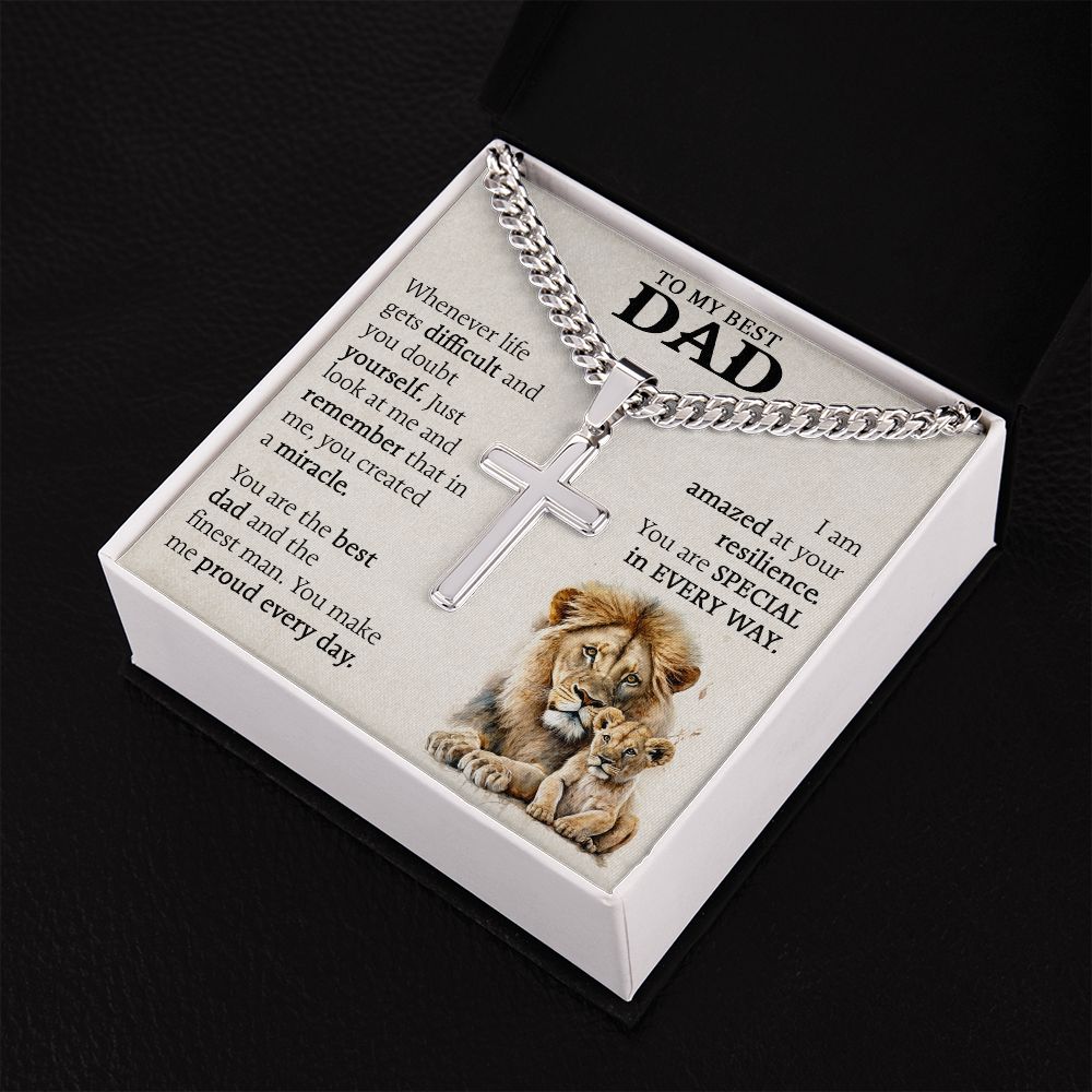 Unbreakable Bond: Cuban Chain with Artisan Cross Necklace - A Father's Day Tribute