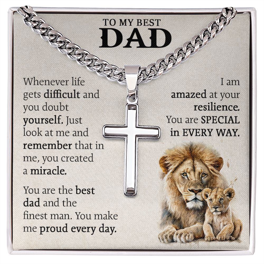 Unbreakable Bond: Cuban Chain with Artisan Cross Necklace - A Father's Day Tribute