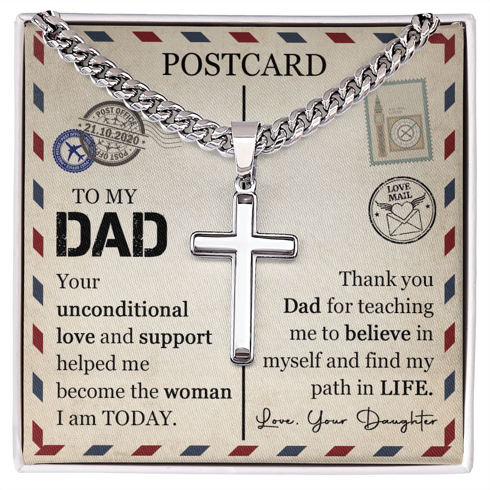 Cuban Chain with Artisan Cross Necklace - A Sentimental Tribute to Dad