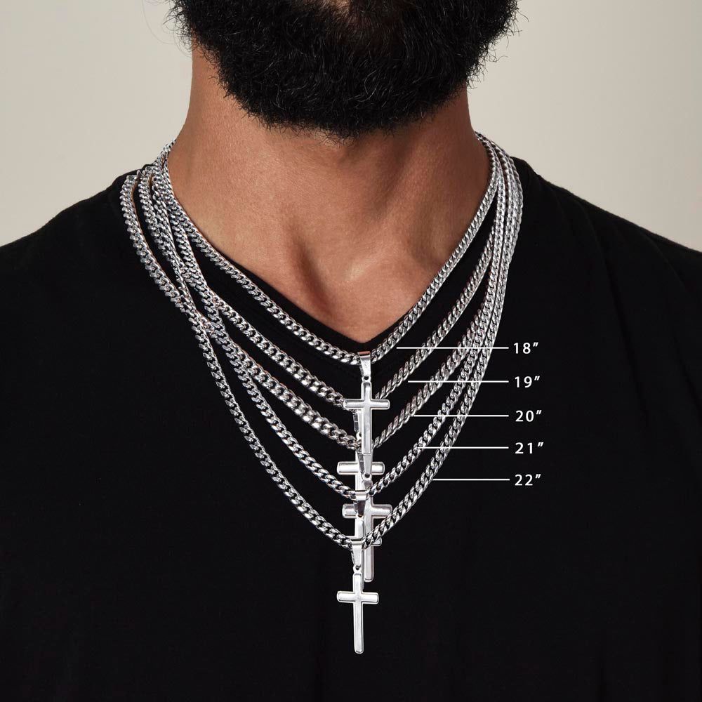 Unbreakable Bond: Cuban Chain with Artisan Cross Necklace - A Father's Day Tribute