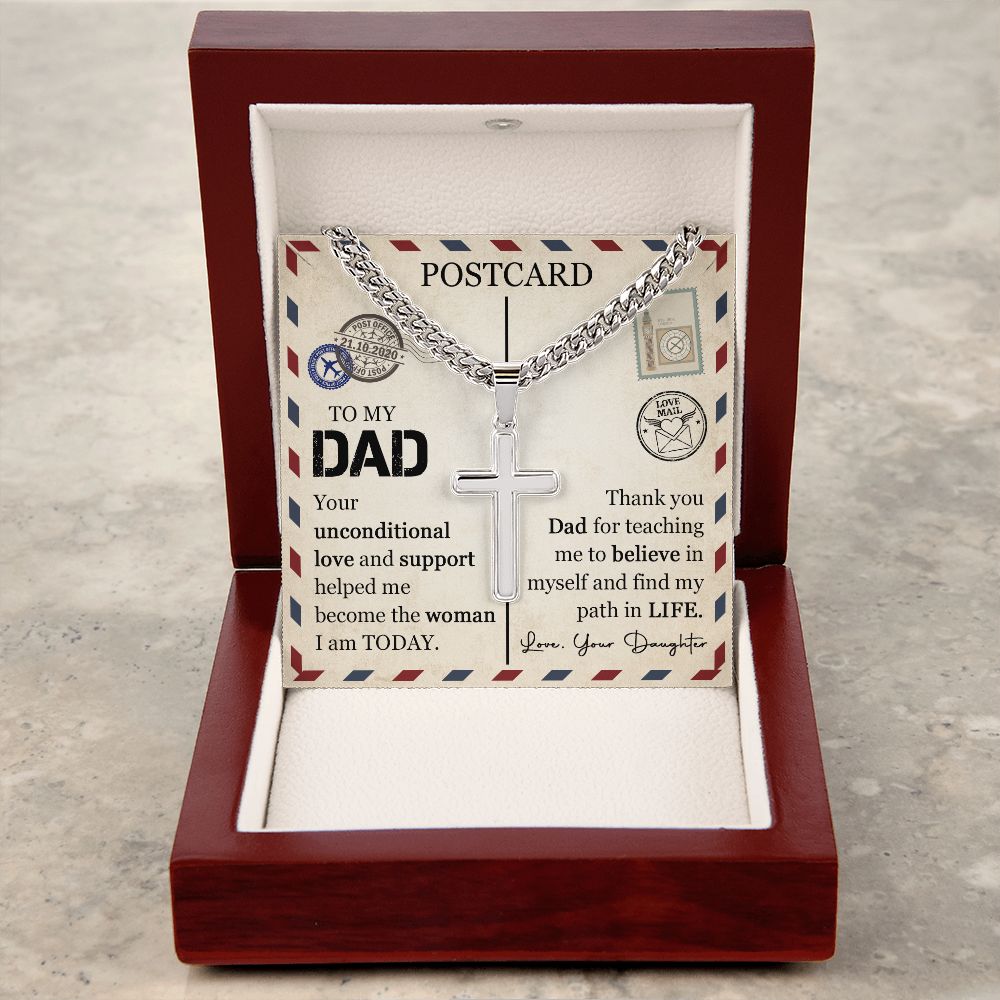 Cuban Chain with Artisan Cross Necklace - A Sentimental Tribute to Dad