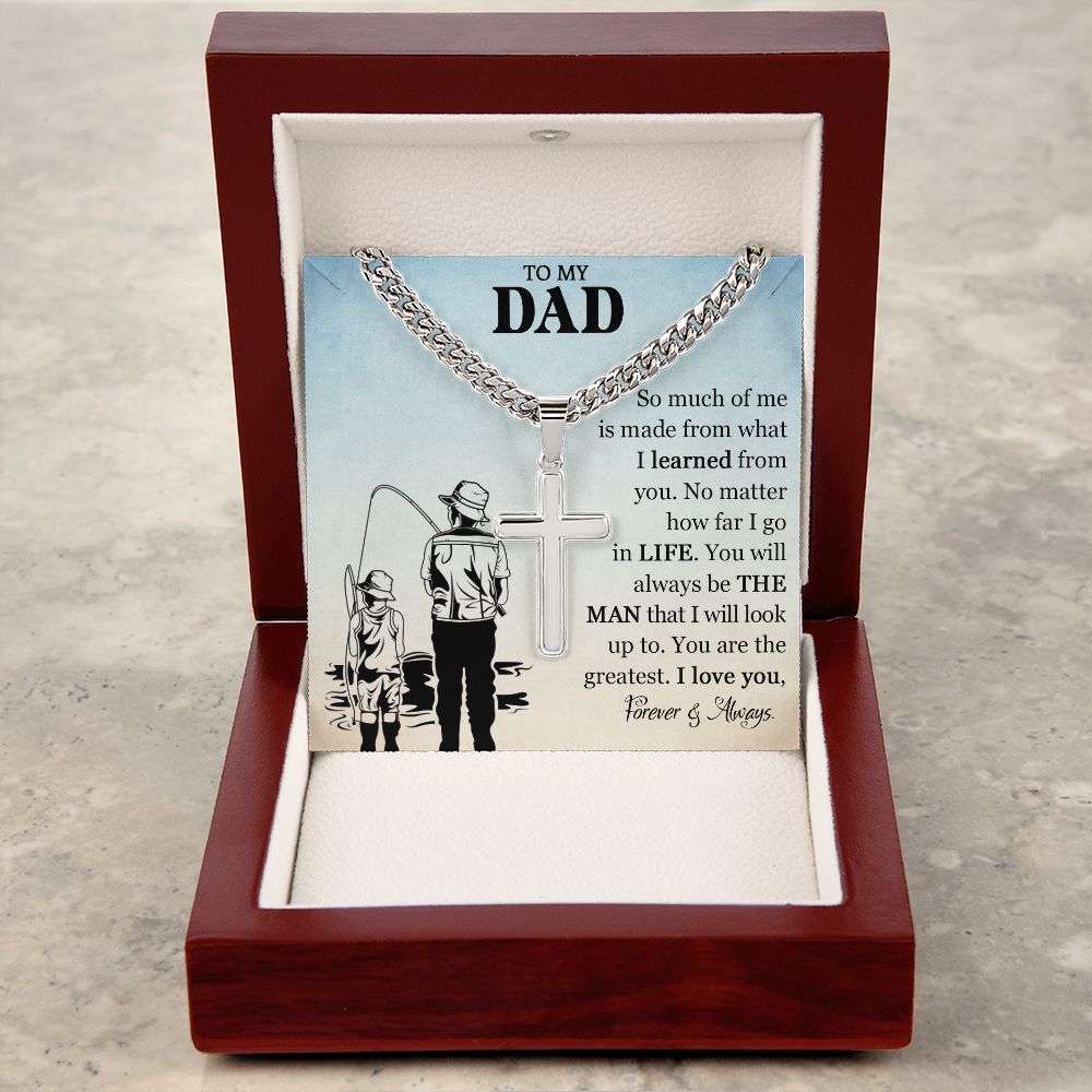 Dad's Greatest Tribute: Cuban Chain with Artisan Cross Necklace - Forever and Always