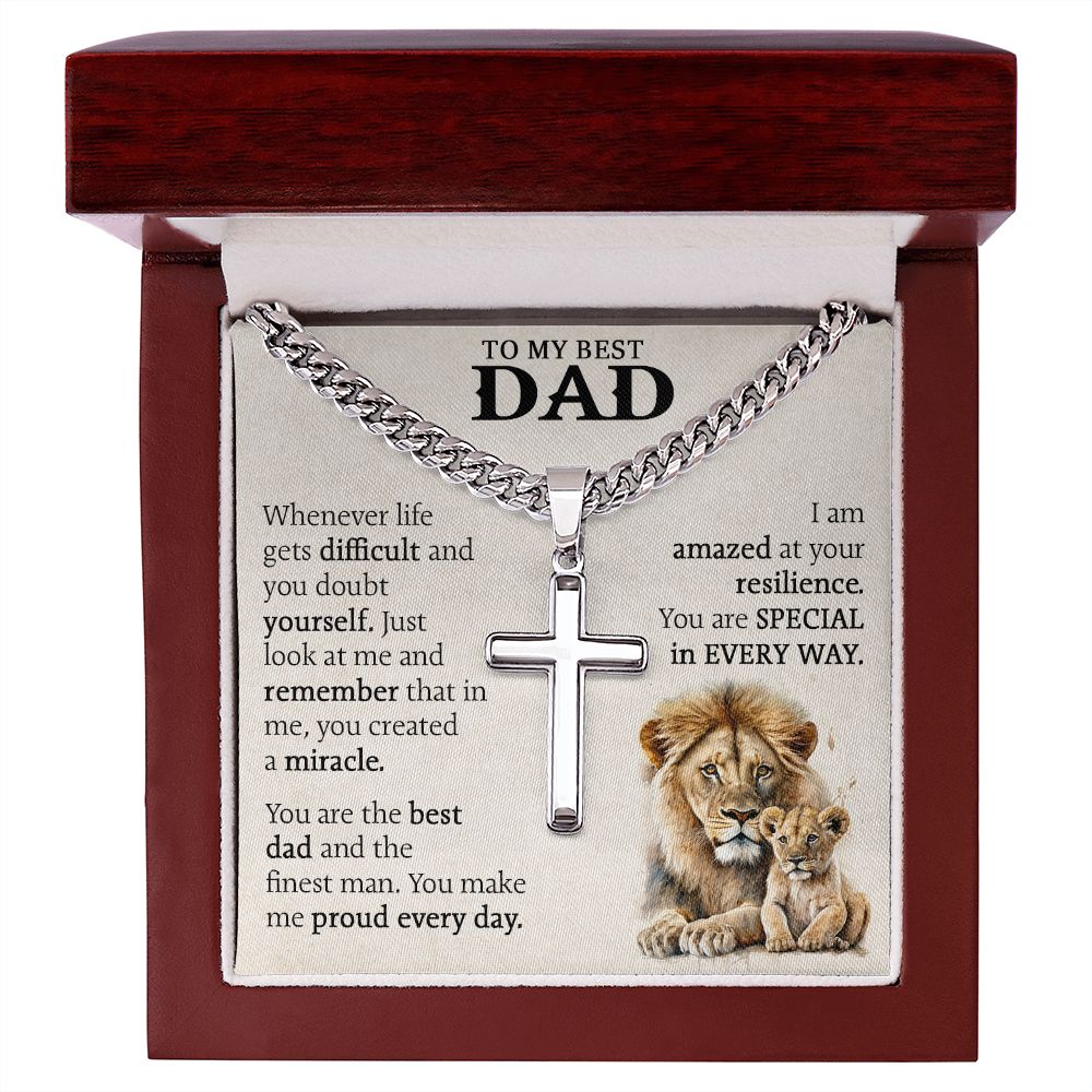 Unbreakable Bond: Cuban Chain with Artisan Cross Necklace - A Father's Day Tribute