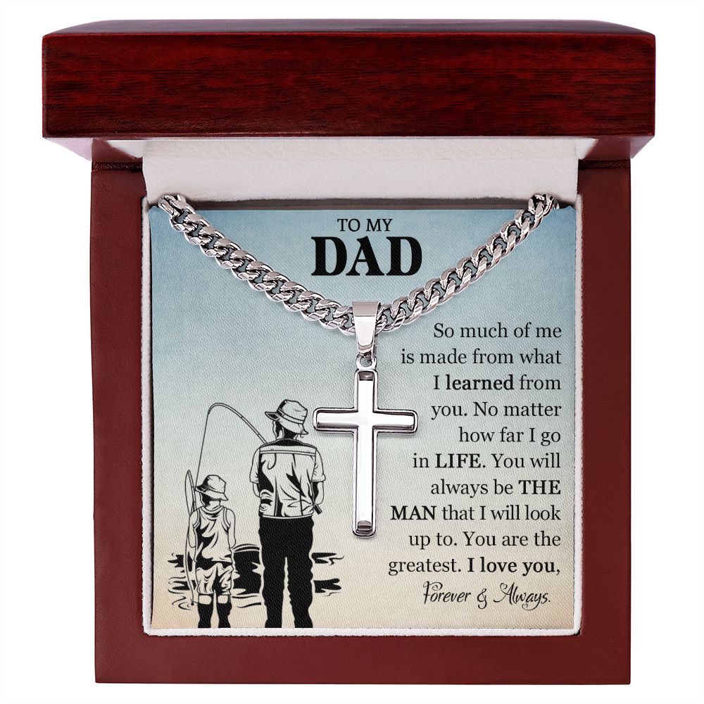 Dad's Greatest Tribute: Cuban Chain with Artisan Cross Necklace - Forever and Always