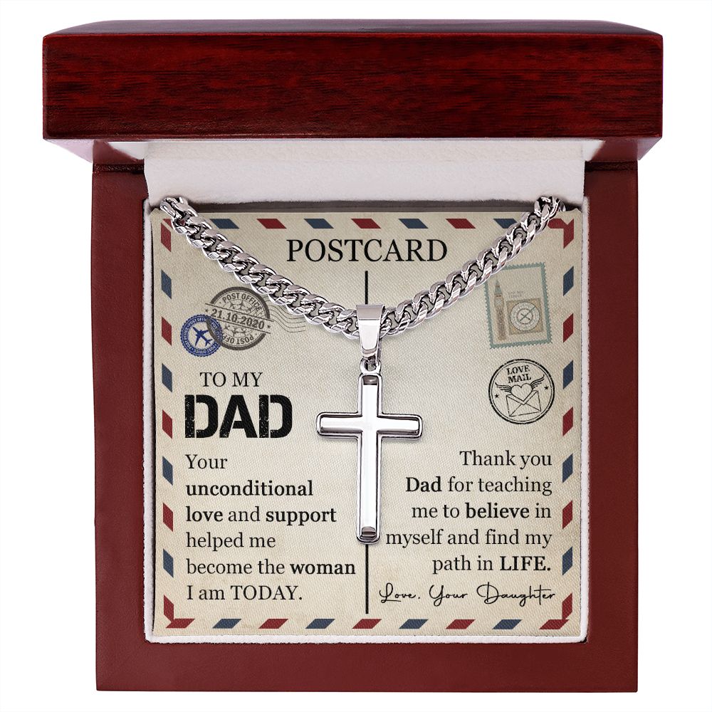 Cuban Chain with Artisan Cross Necklace - A Sentimental Tribute to Dad