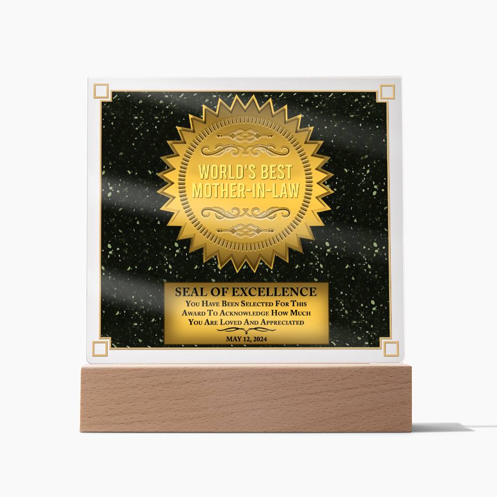 Mother-In-Law-Seal Of Excellence-Acrylic Acrylic Square Plaque