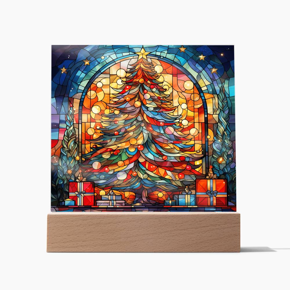 Stained Glass Christmas Ver3 Acrylic Square Plaque