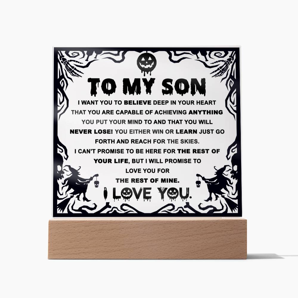 Halloween - to my son - Win or Learn - Acrylic Plaque