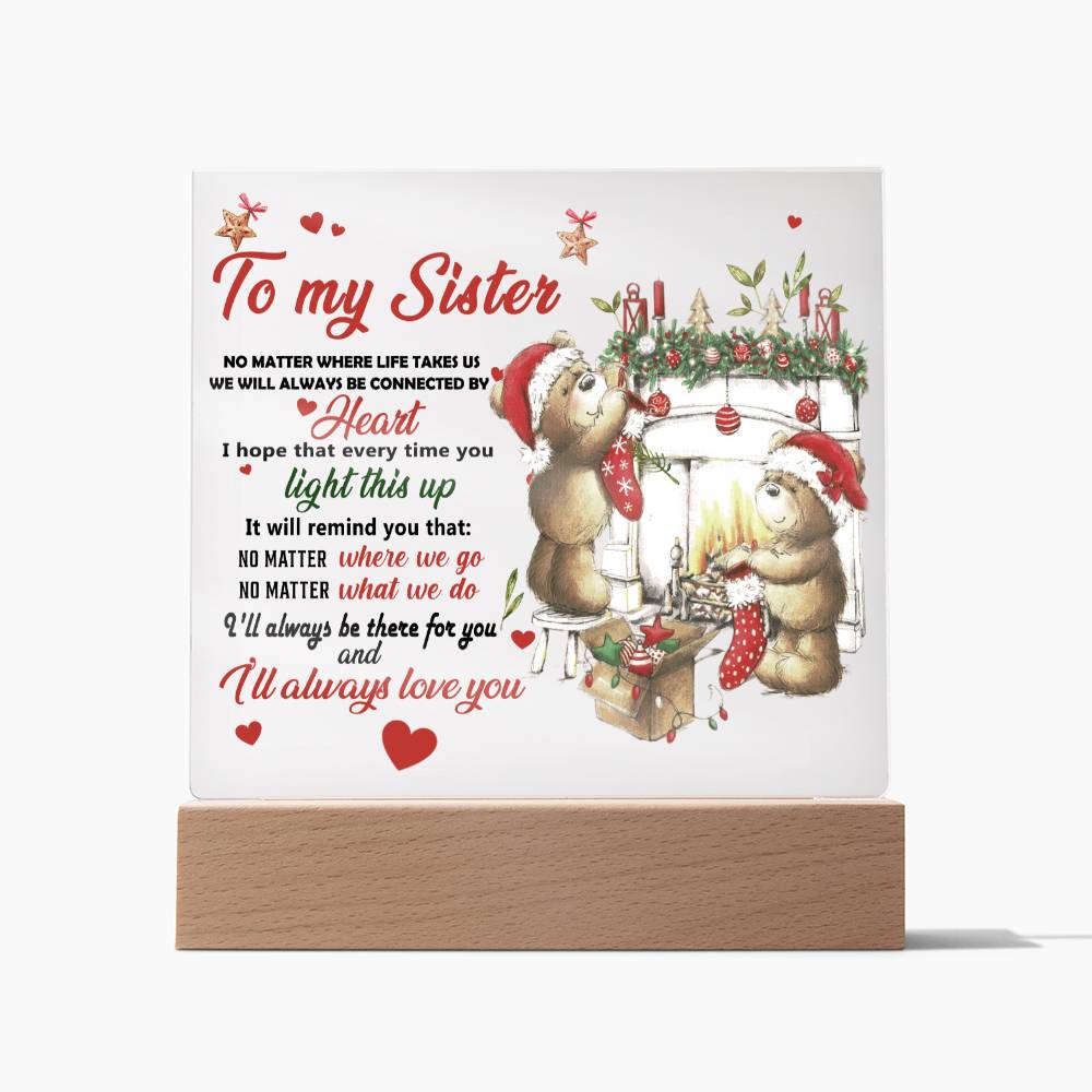 Sister-Connected By Heart-Acrylic Square Plaque