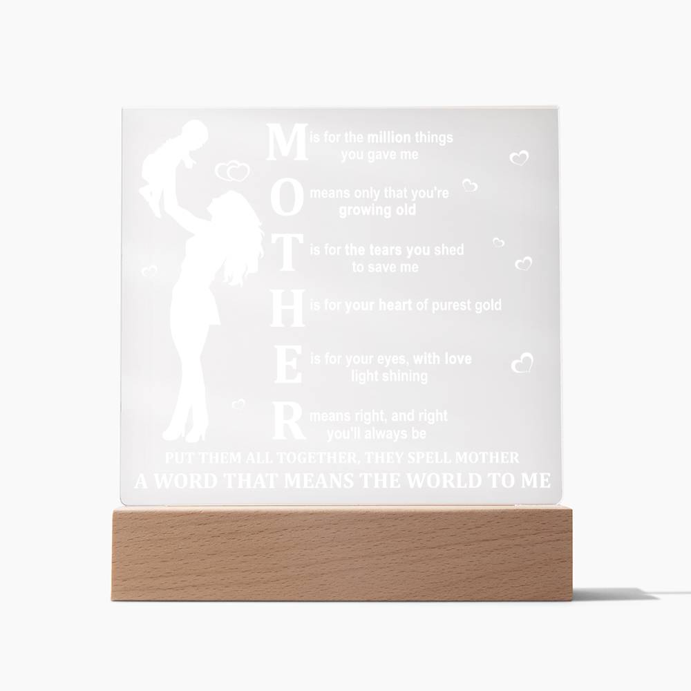 Mom-Means The World-Acrylic Acrylic Square Plaque