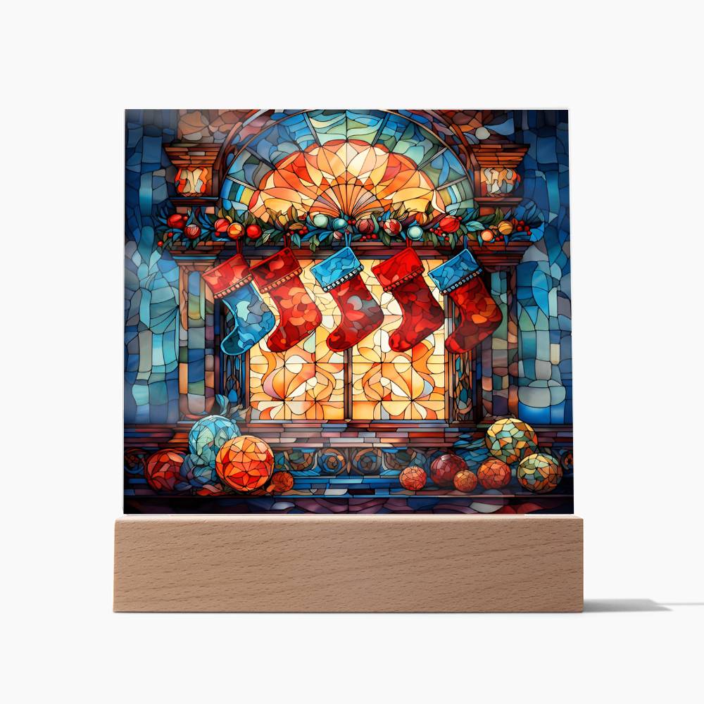 Stained Glass Christmas Ver1 Acrylic Square Plaque