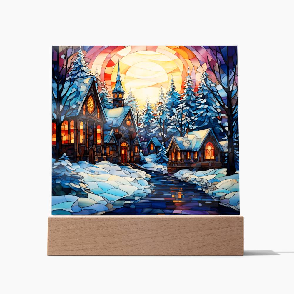 Stained Glass Christmas Ver2 Acrylic Square Plaque