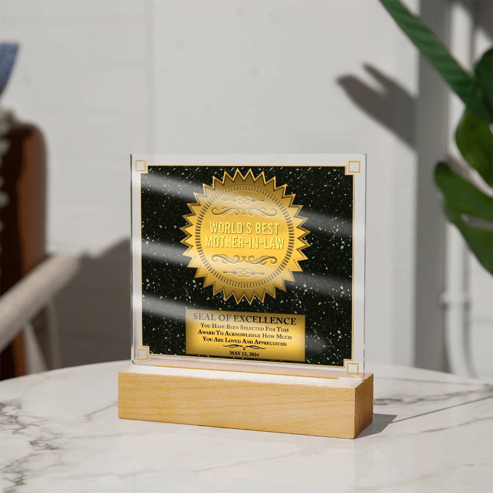 Mother-In-Law-Seal Of Excellence-Acrylic Acrylic Square Plaque