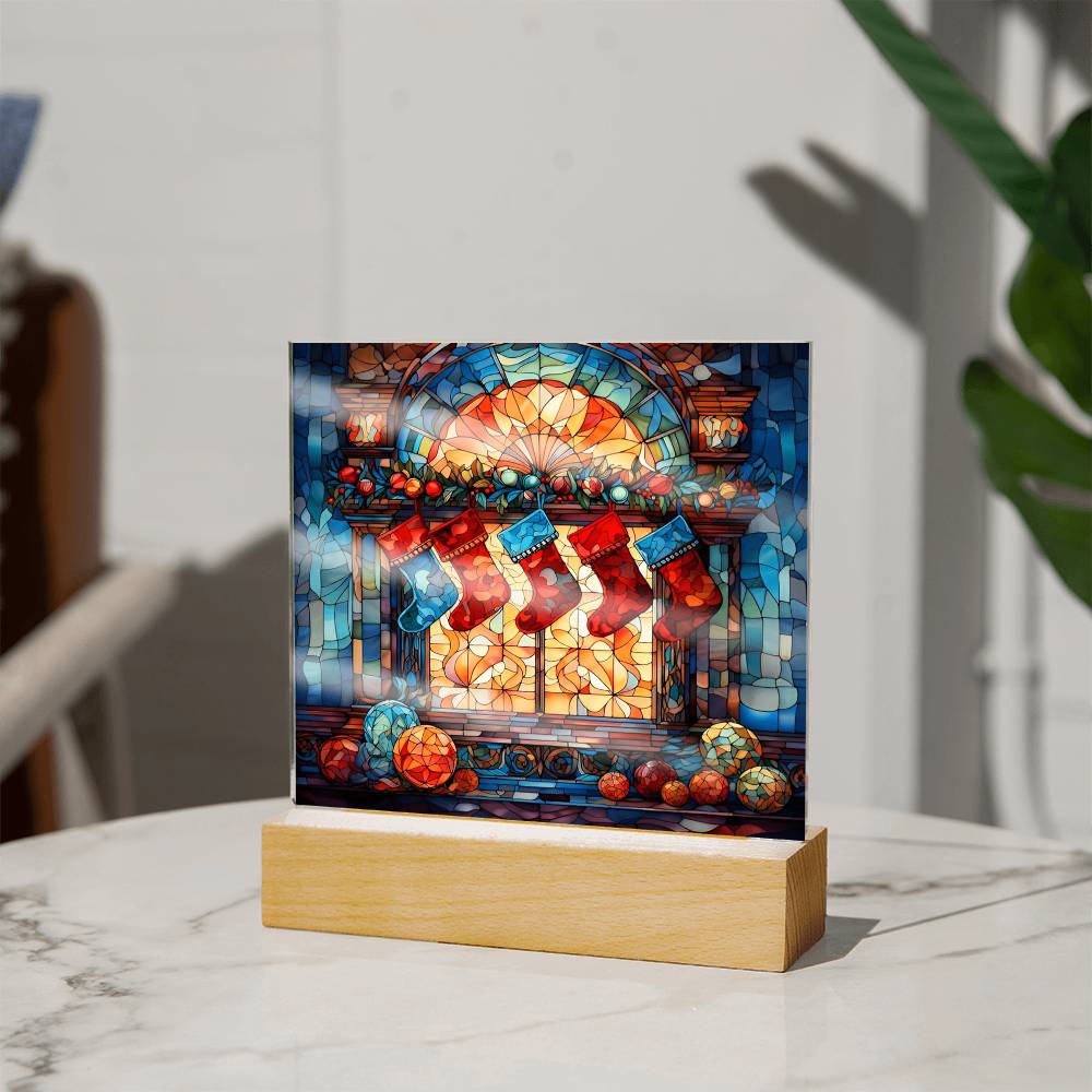 Stained Glass Christmas Ver1 Acrylic Square Plaque