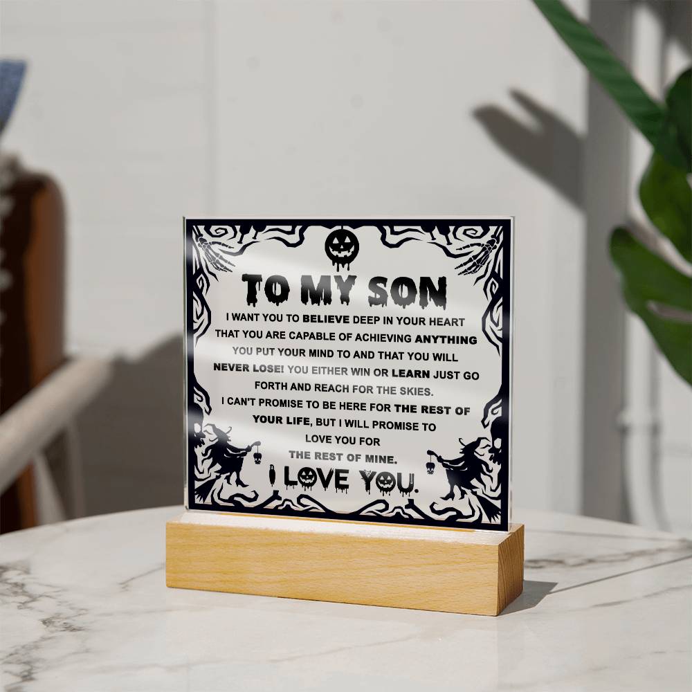 Halloween - to my son - Win or Learn - Acrylic Plaque