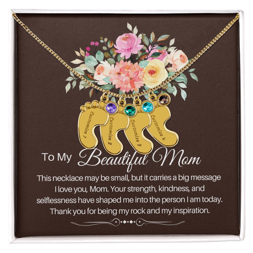 To my beautiful Mom - baby foot necklace